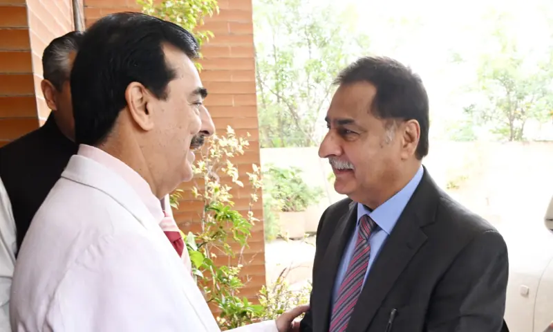 Senate Chairman Yousaf Raza Gilani and National Assembly Speaker Ayaz Sadiq meet in Islamabad
