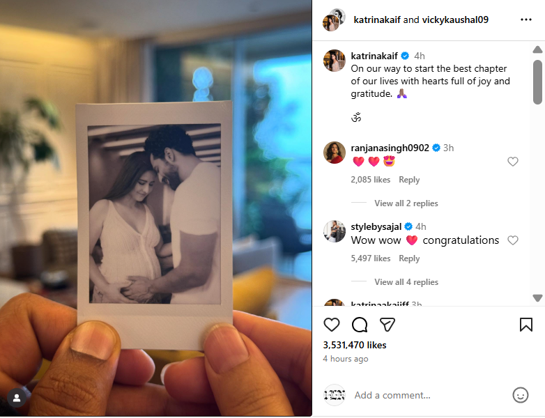 Katrina Kaif, Vicky Kaushal officially announce pregnancy
