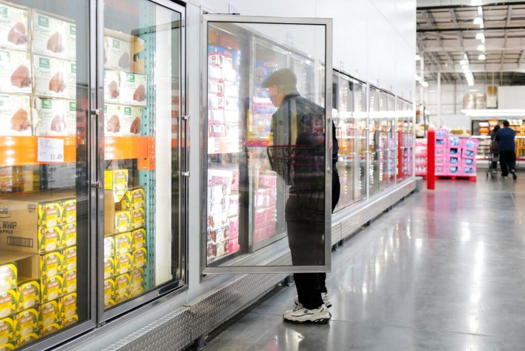 People shop in Bayonne, New Jersey