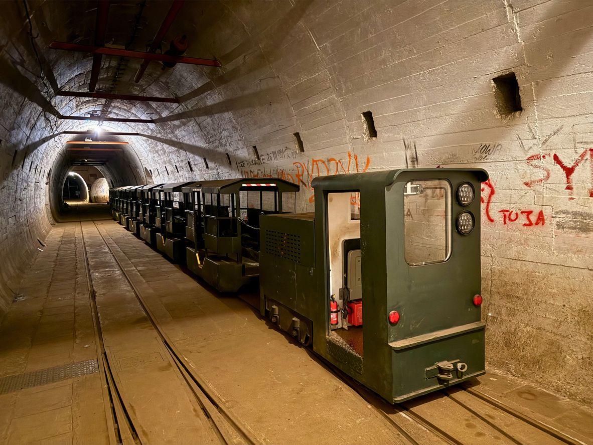 underground electric train in the tunnels